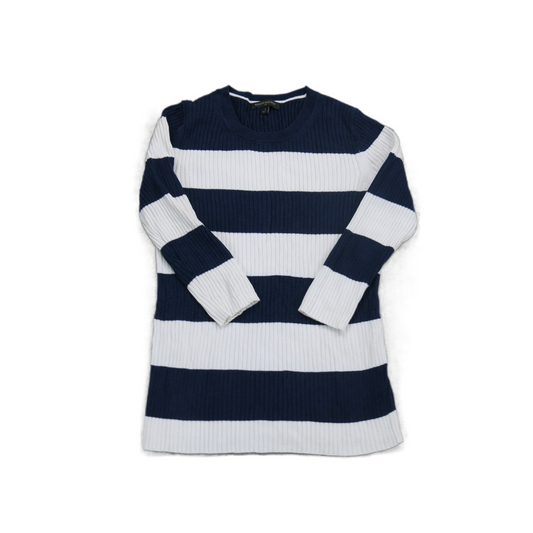 Banana Republic Womens Sweater Knitted Round Neck Long Sleeve Blue White Size S