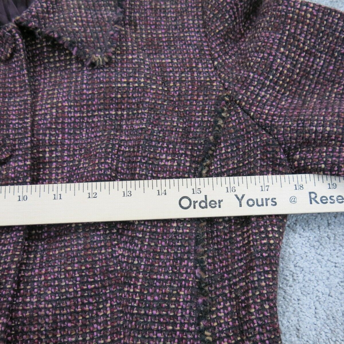 ANN Taylor Womens Tweed Coat Jacket Single Breasted Long Sleeves Pockets Red 6