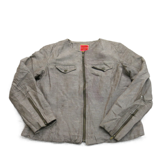 Isaac Mizrahi Women Scrub Jacket Full Zip Up Long Sleeve Pockets Gray Size Large