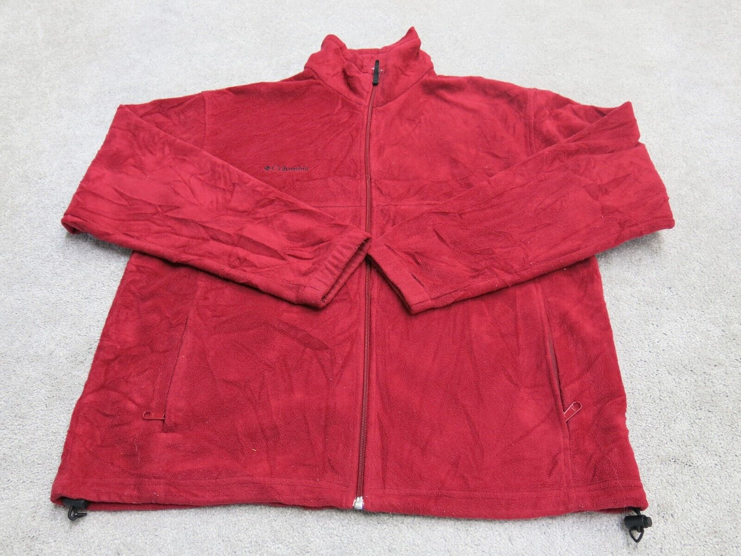 Columbia Mens Full Zip Up Jacket Long Sleeves Mock Neck Red Size Large