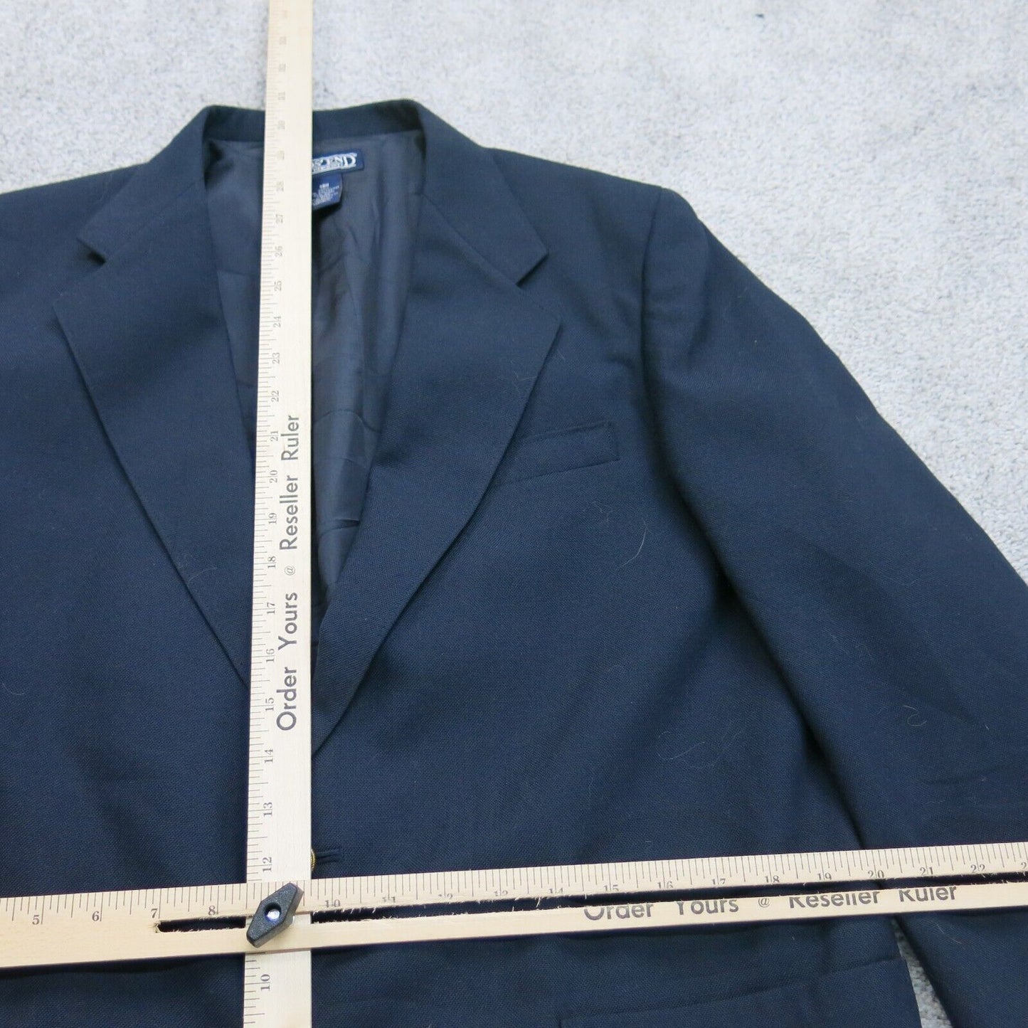 Lands End Womens Blazer Coat Single Breasted Long Sleeves Pockets Blue Size 18H