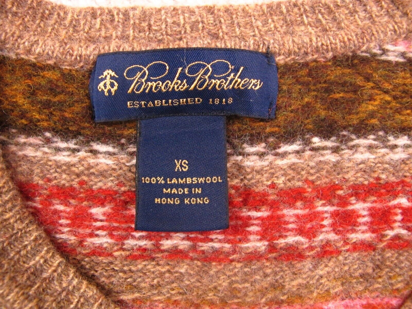 Brooks Brother Women Knitted Pullover Sweater Scoop Neck Wool Pink Brown SZ XS
