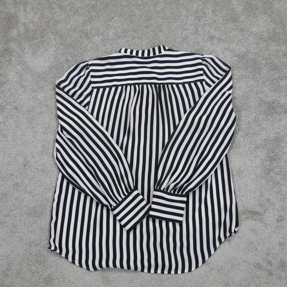 Loft Womens Button Up Shirt Top Striped Long Sleeve White Black Size Small