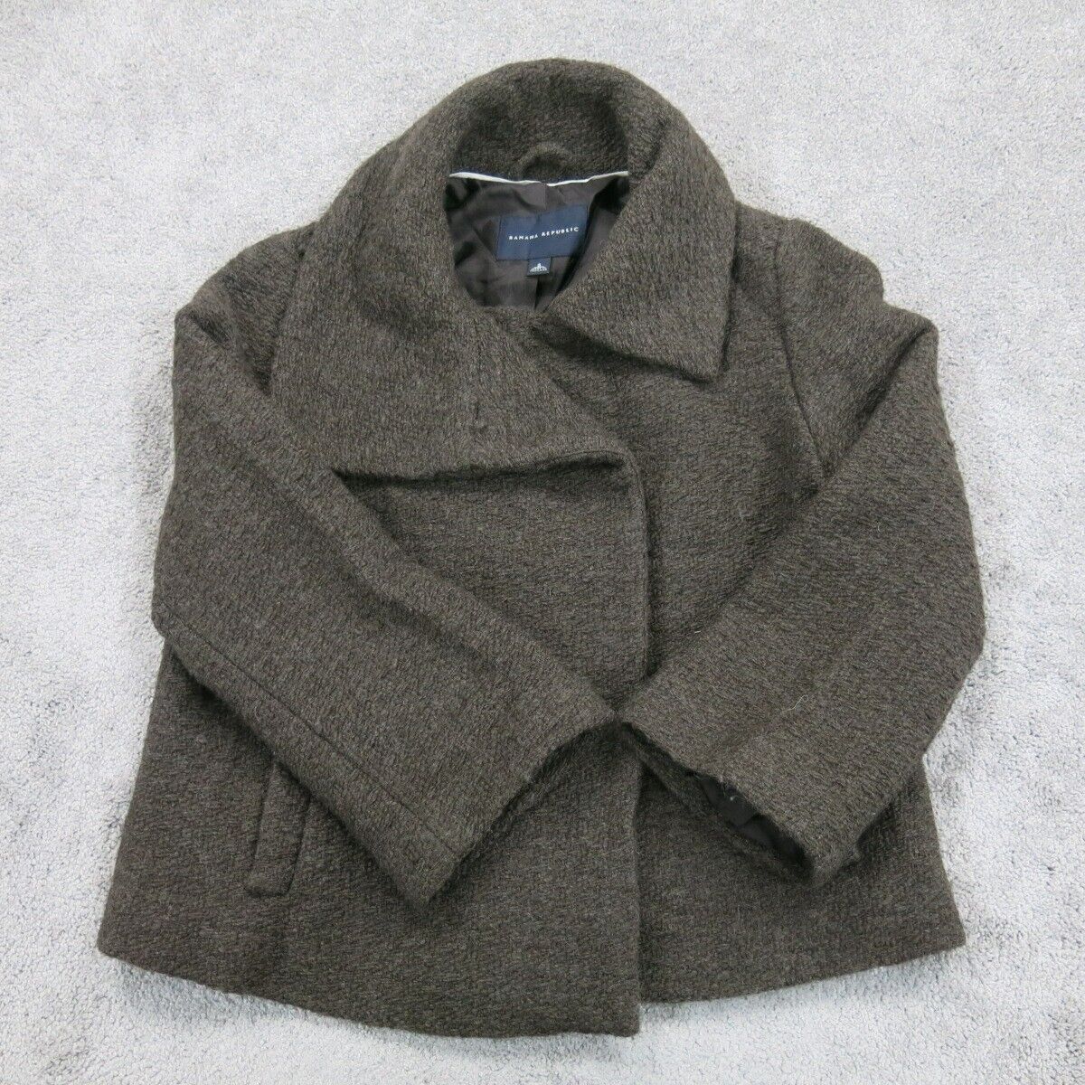 Banana Republic Womens Pea Coat Jacket Long Sleeves Pockets Gray Size 6