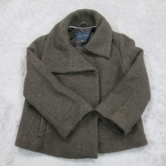 Banana Republic Womens Pea Coat Jacket Long Sleeves Pockets Gray Size 6