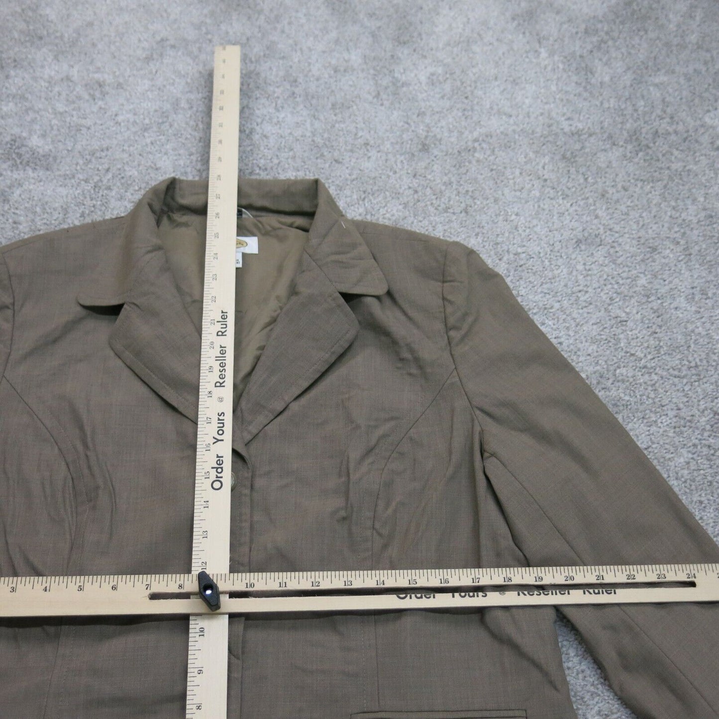 Talbots Womens Blazer Coat Jacket Single Breasted Pockets Dark Khaki Size 18