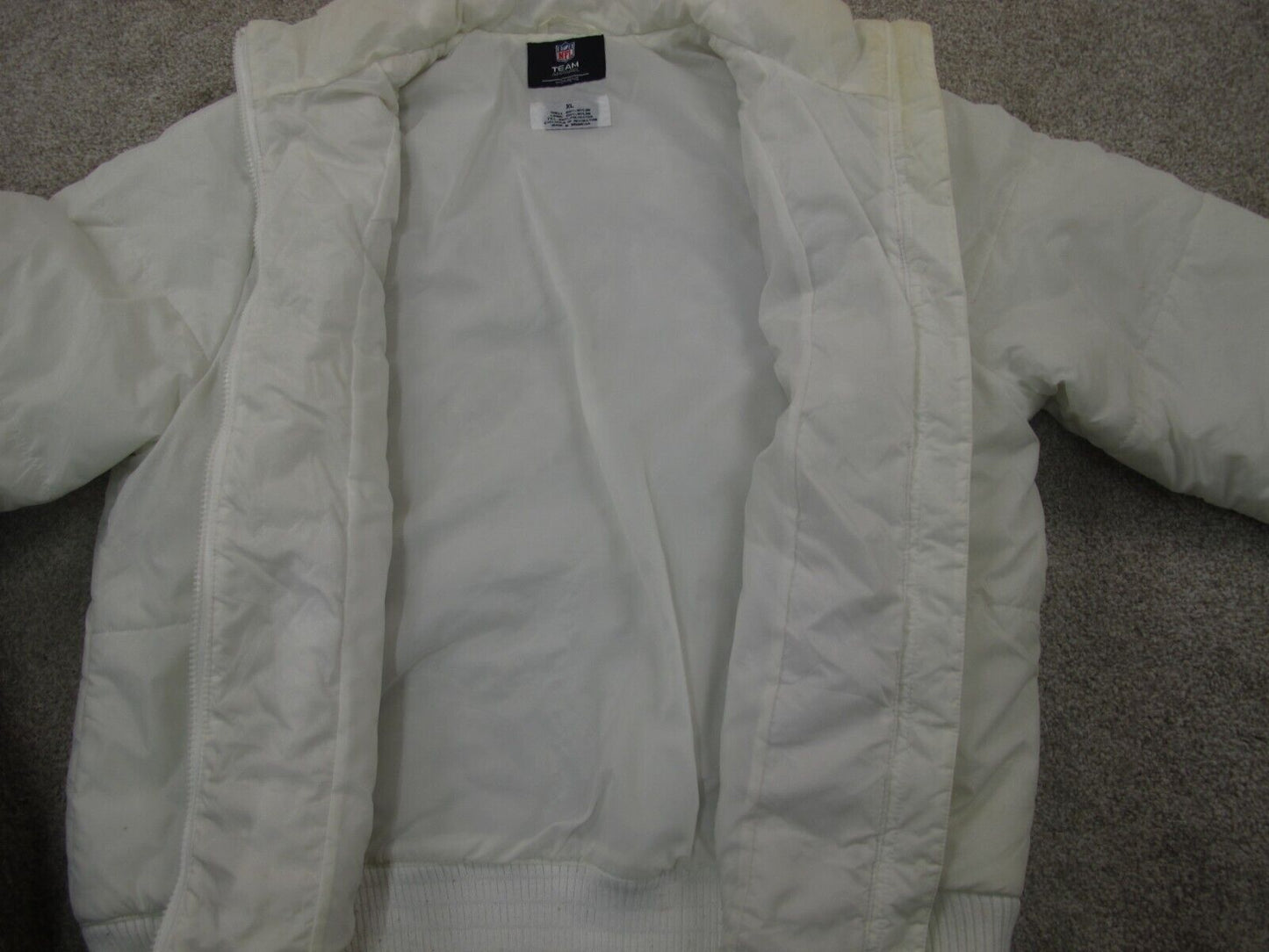 NFL Team Apparel Womens Puffer Coat Full Zip Up Mock Neck Redskins White SZ XL