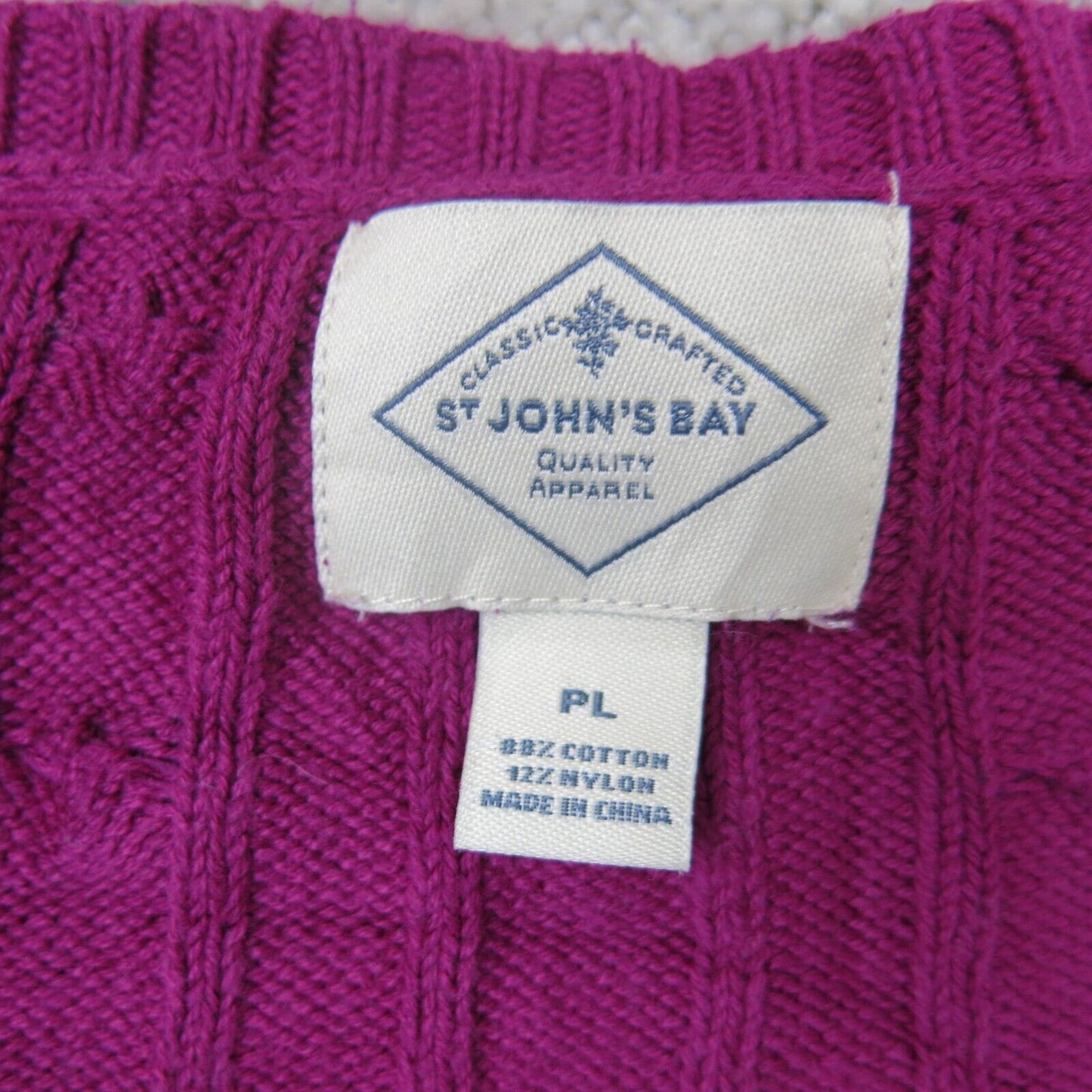 ST Johns Bay Womens Pullover Sweater Round Neck Long Sleeves Pink Size Large