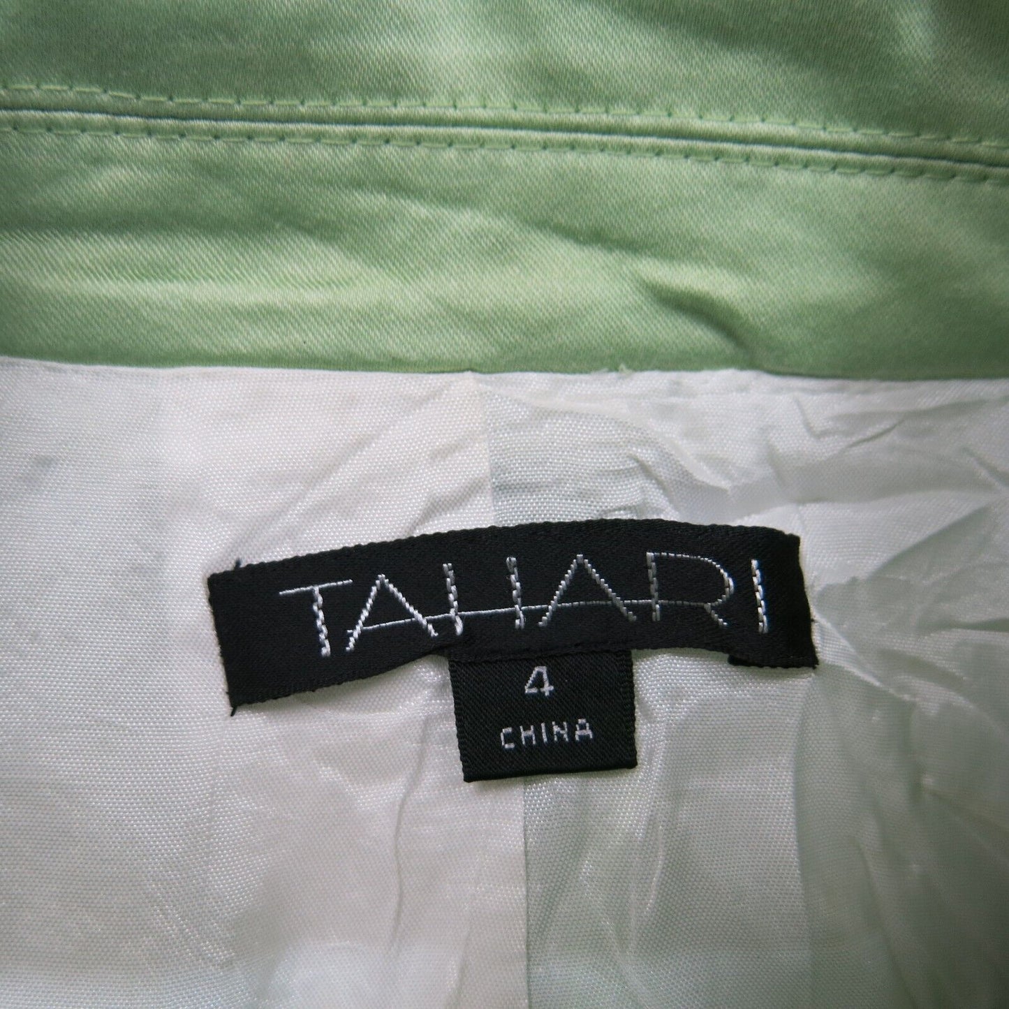 Tahari Womens Single Breasted Blazer Coat Long Sleeves Pockets Green Size 4