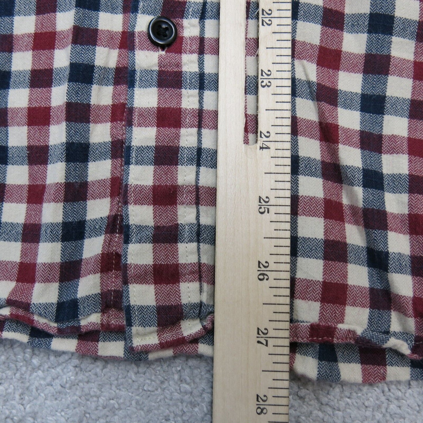 H&M Mens  Shirt Button Up Check Plaid Long Sleeves Collar Red Size Medium