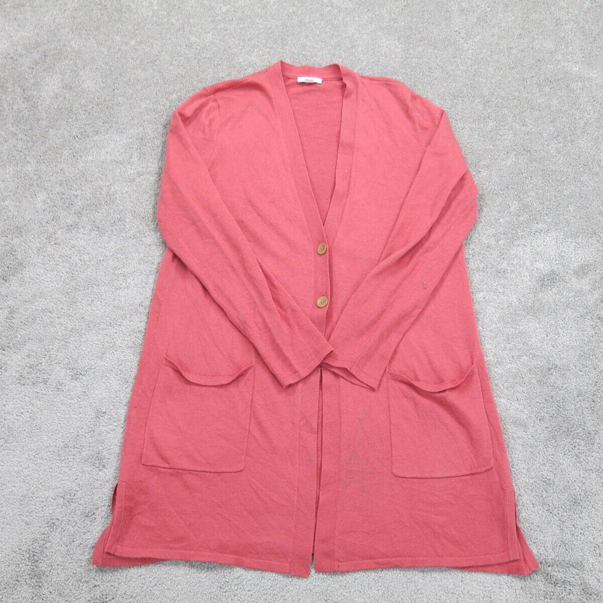 J Jill Womens Cardigan Sweater Knitted Long Sleeve Pockets Pink Size Small