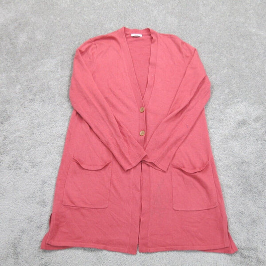 J Jill Womens Cardigan Sweater Knitted Long Sleeve Pockets Pink Size Small