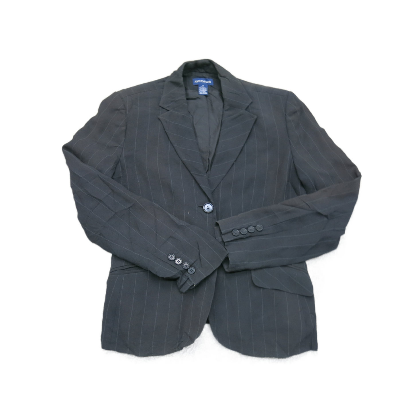 Ann Taylor Women Blazer Coat Long Sleeve Single Breasted Pocket Cotton Black 4