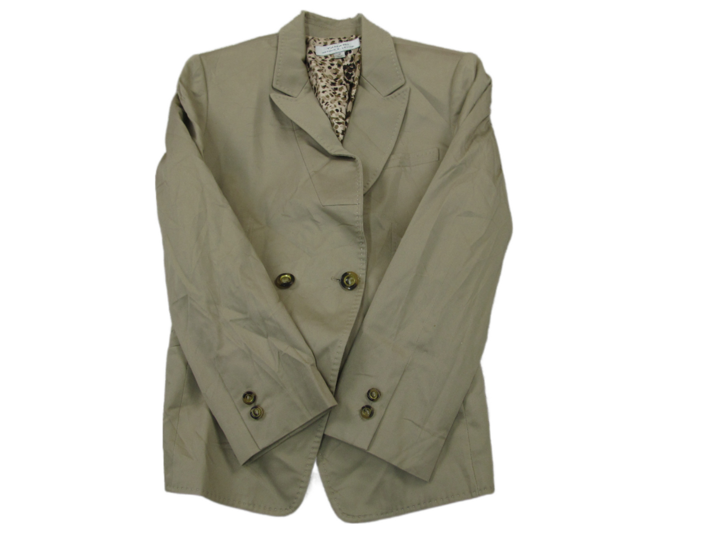 Tahari Womens Pea Coat Double Breasted Long Sleeve Pockets Beige Green Size 10