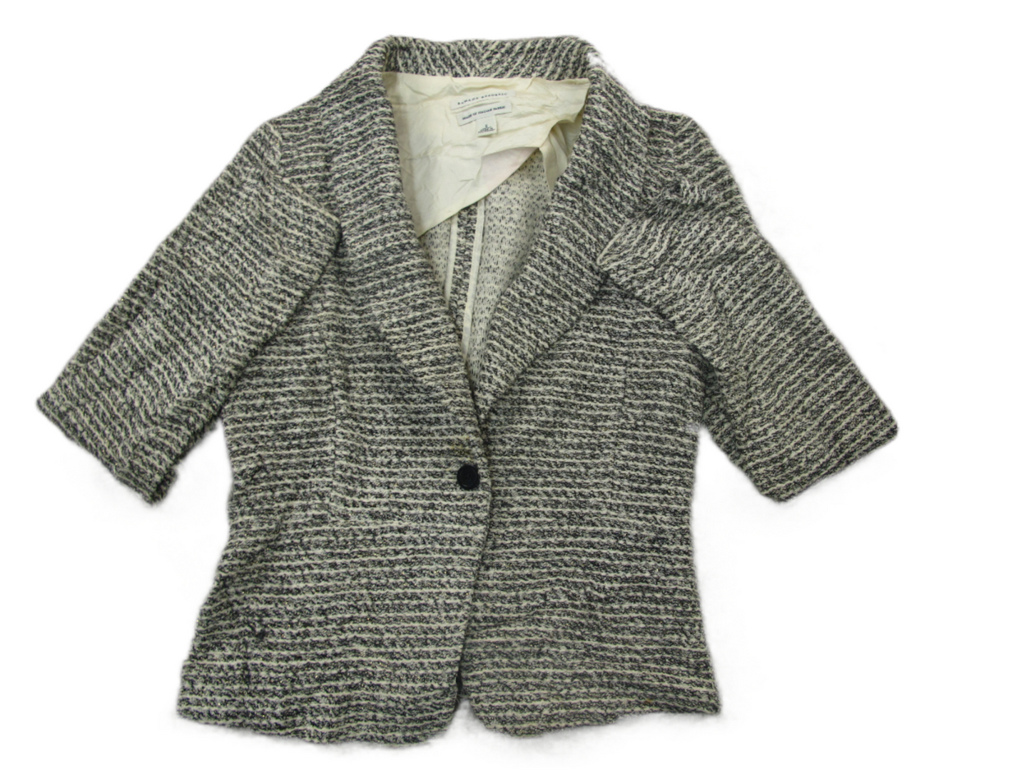 Banana Republic Womens Blazer Coat Single Breasted Long Sleeves Ivory Black SZ 2