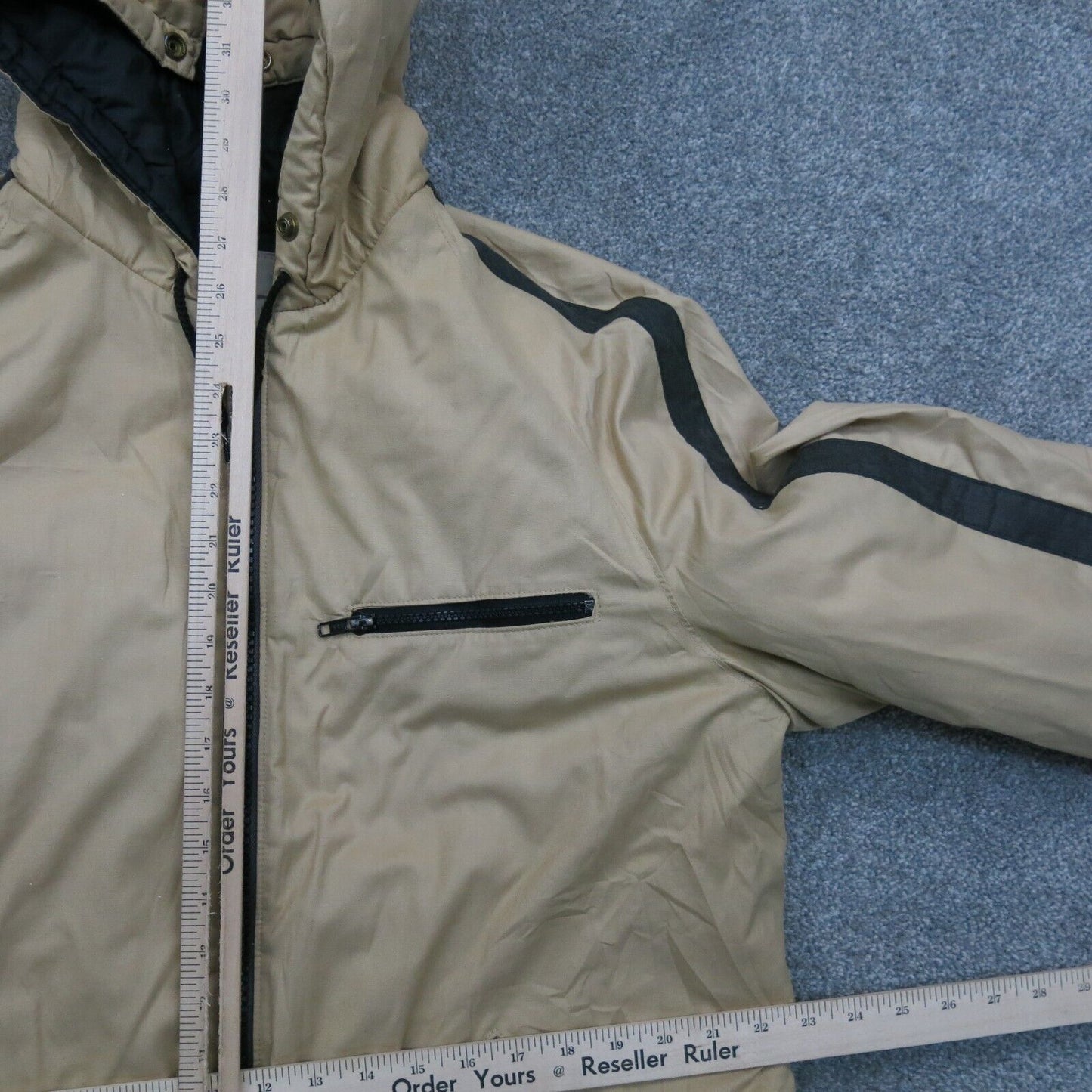 London Fog Mens Helki Hooded Jacket Full Zip Up Long Sleeves Beige Size 42