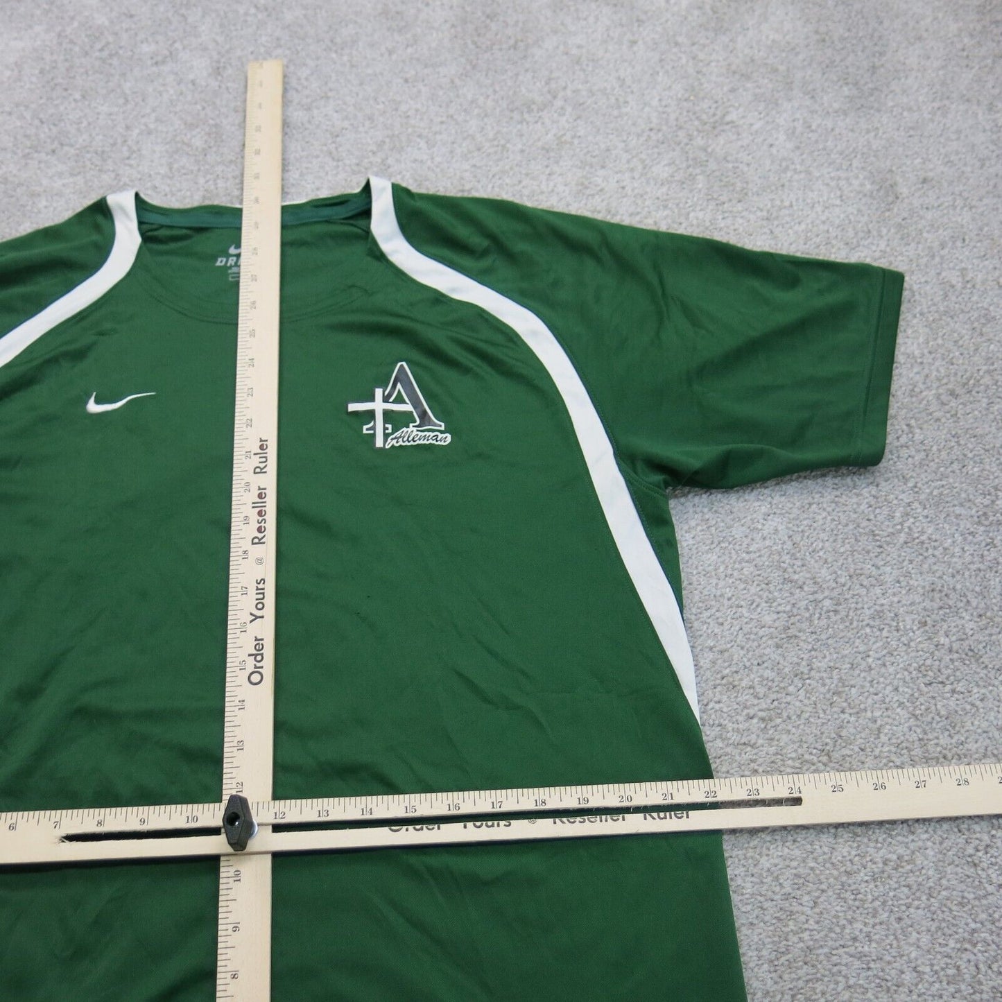 Nike Dri Fit Mens T Shirt Crew Neck Short Sleeve Logo Green Size Large