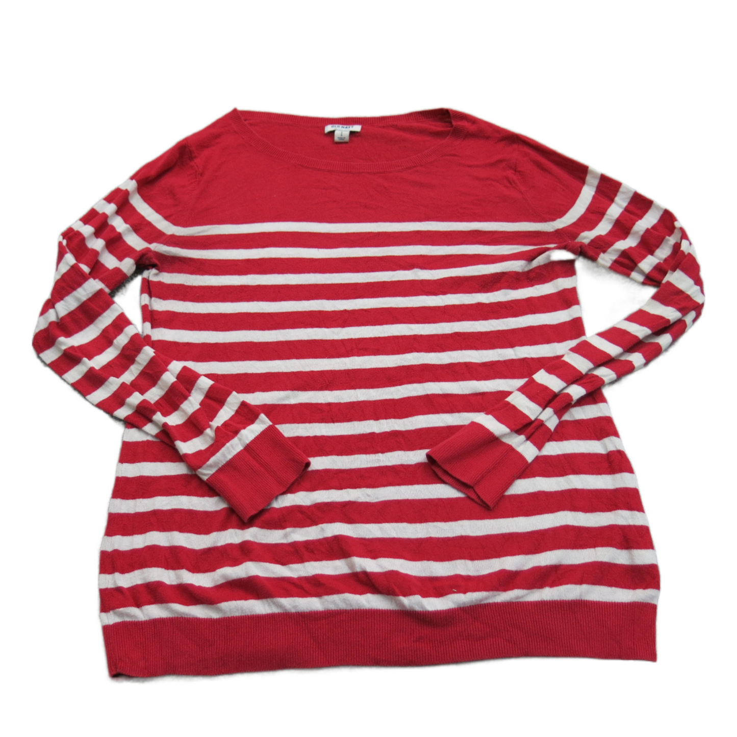 Old Navy Womens Pullover Striped Sweater Boat Neck Long Sleeves Orange Size L