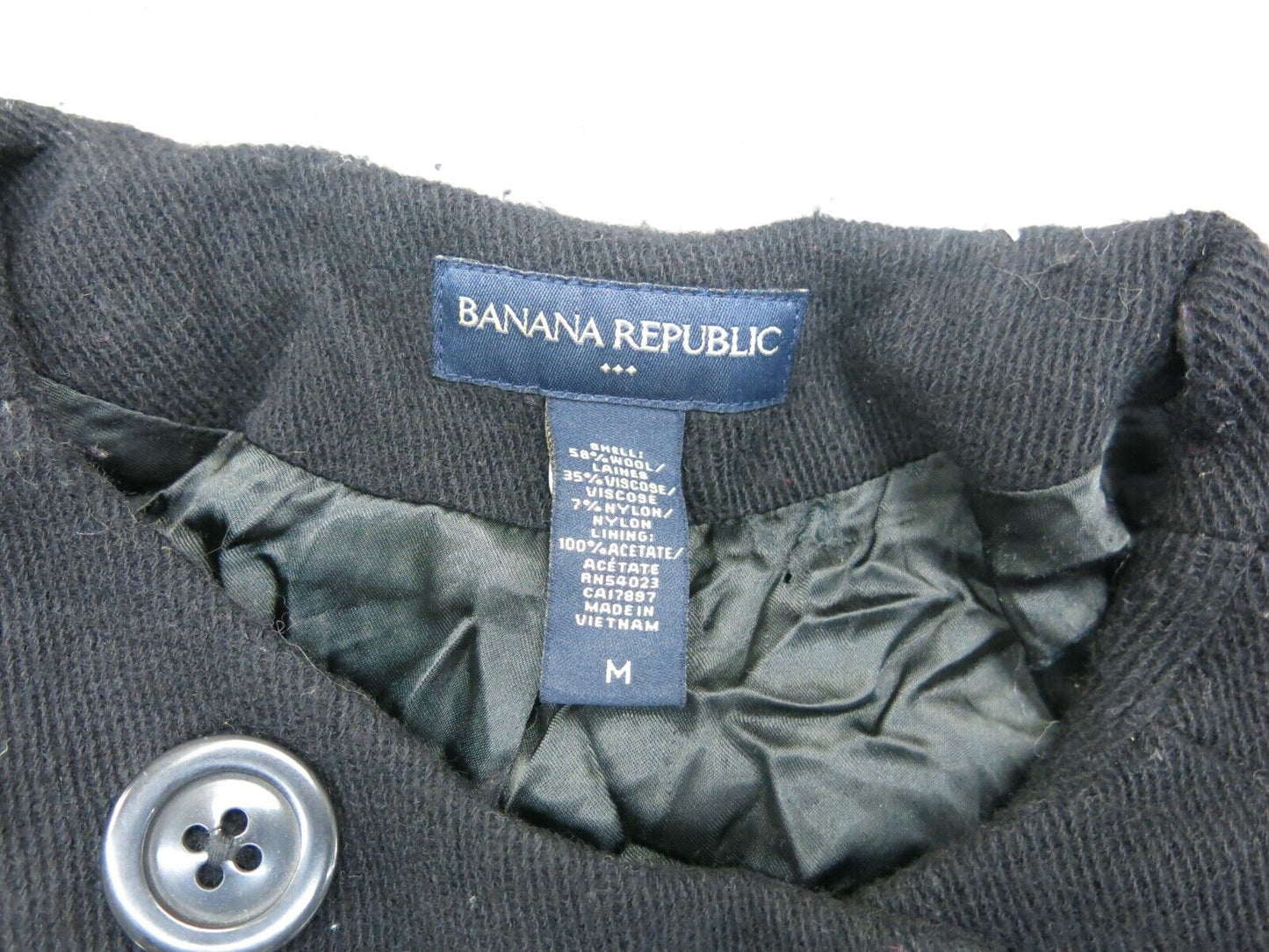 Banana Republic Womens Blazer Coat Double Breasted Pockets Black Size Medium