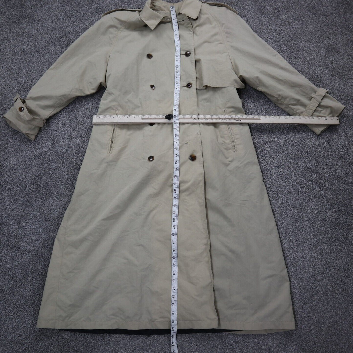 London Fog Womens Pea Coat Double Breasted Long Sleeve Pockets Beige Size 16 Reg