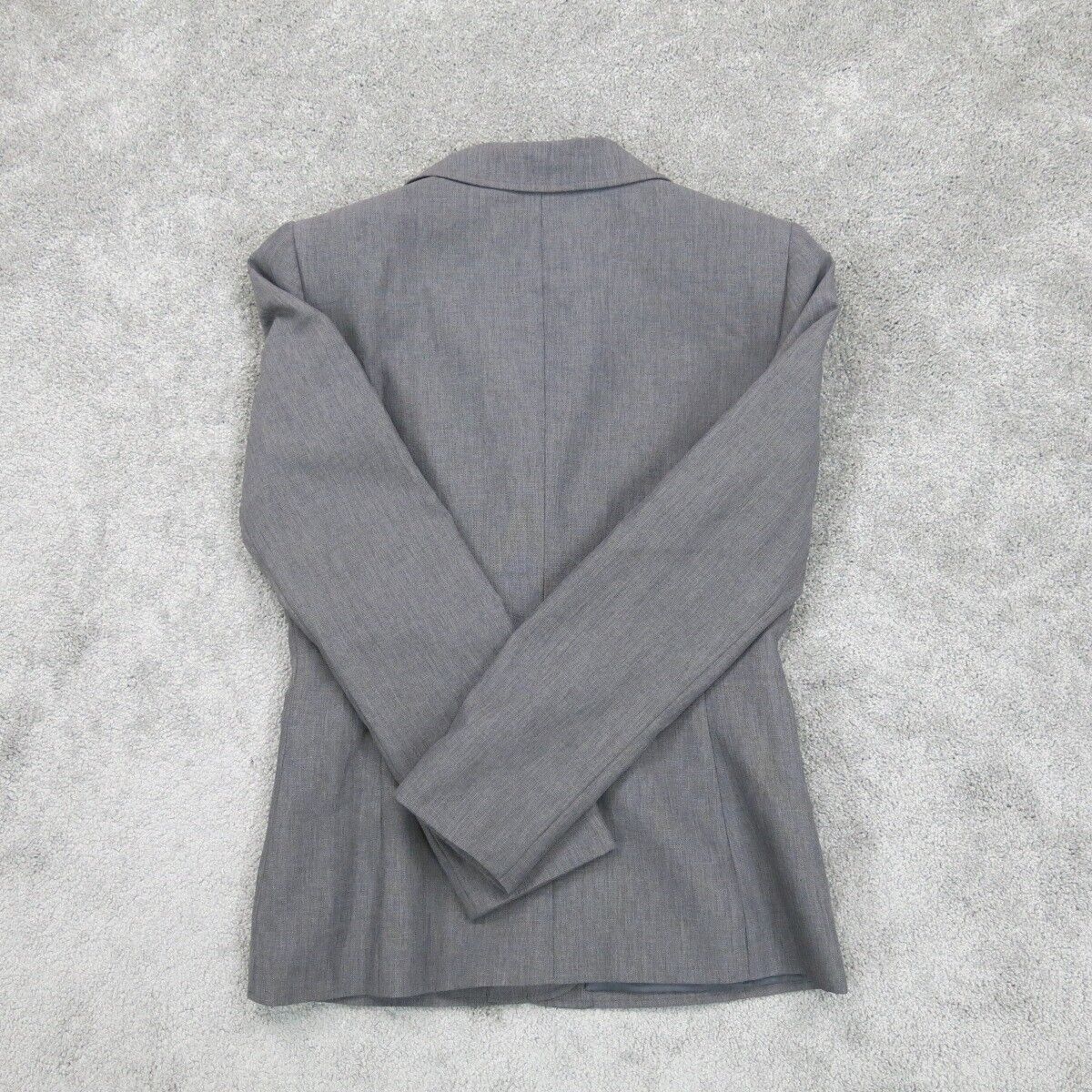 Tahari Womens Blazer Coat Long Sleeves Single Breasted Pockets Gray Size 6