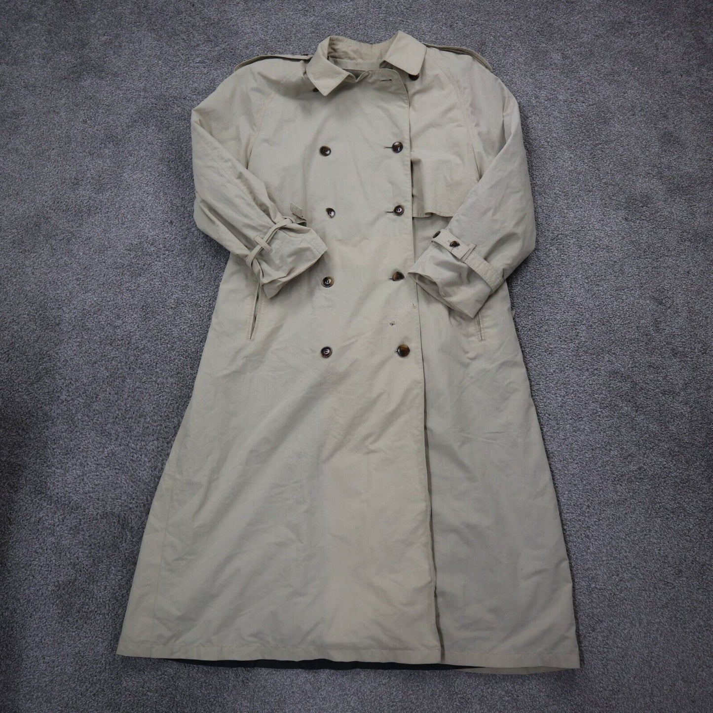 London Fog Womens Pea Coat Double Breasted Long Sleeve Pockets Beige Size 16 Reg