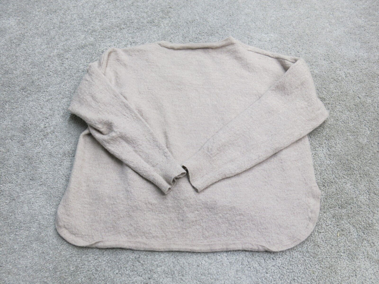 Madewell Women Cropped Sweater Knitted 3/4 Sleeve Scoop Neck Beige Size Large