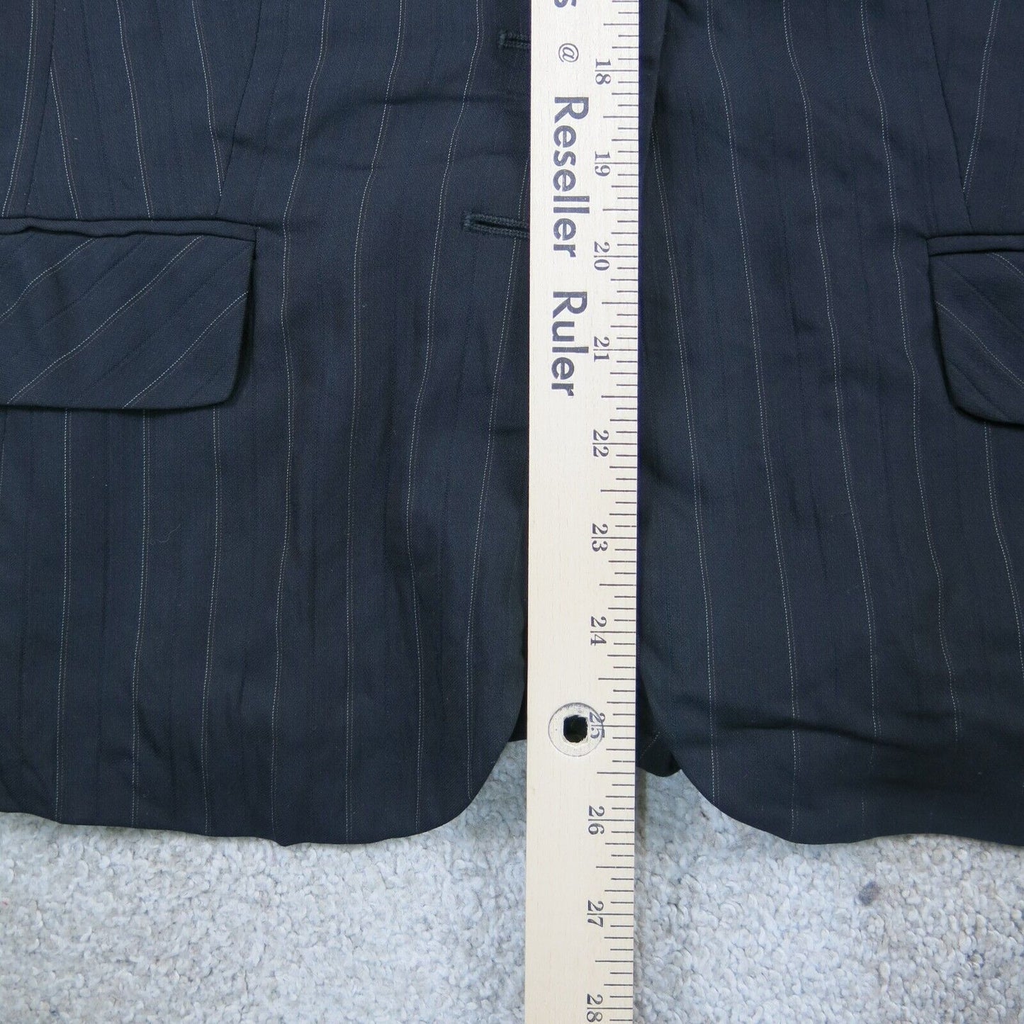 Ann Taylor Womens Striped Single Breasted Blazer Coat Long Sleeves Black Size 4