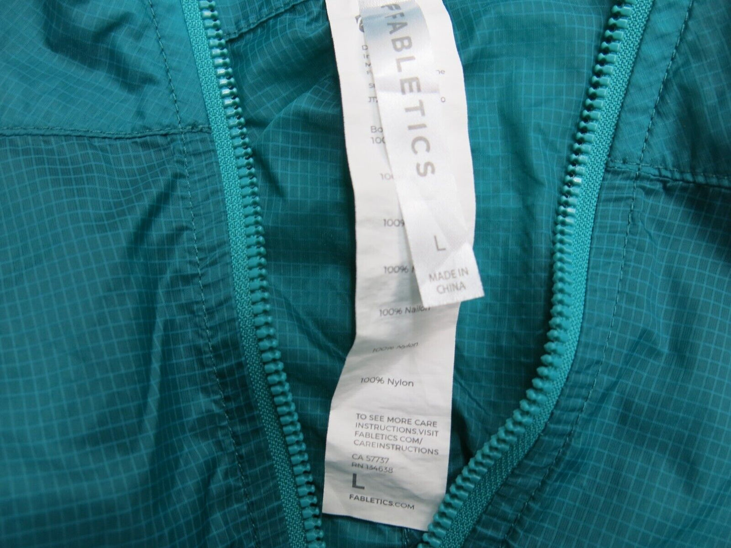 Fabletics Mens Windbreaker Jacket Full Zip Up Long Sleeves Mint Green Size Large
