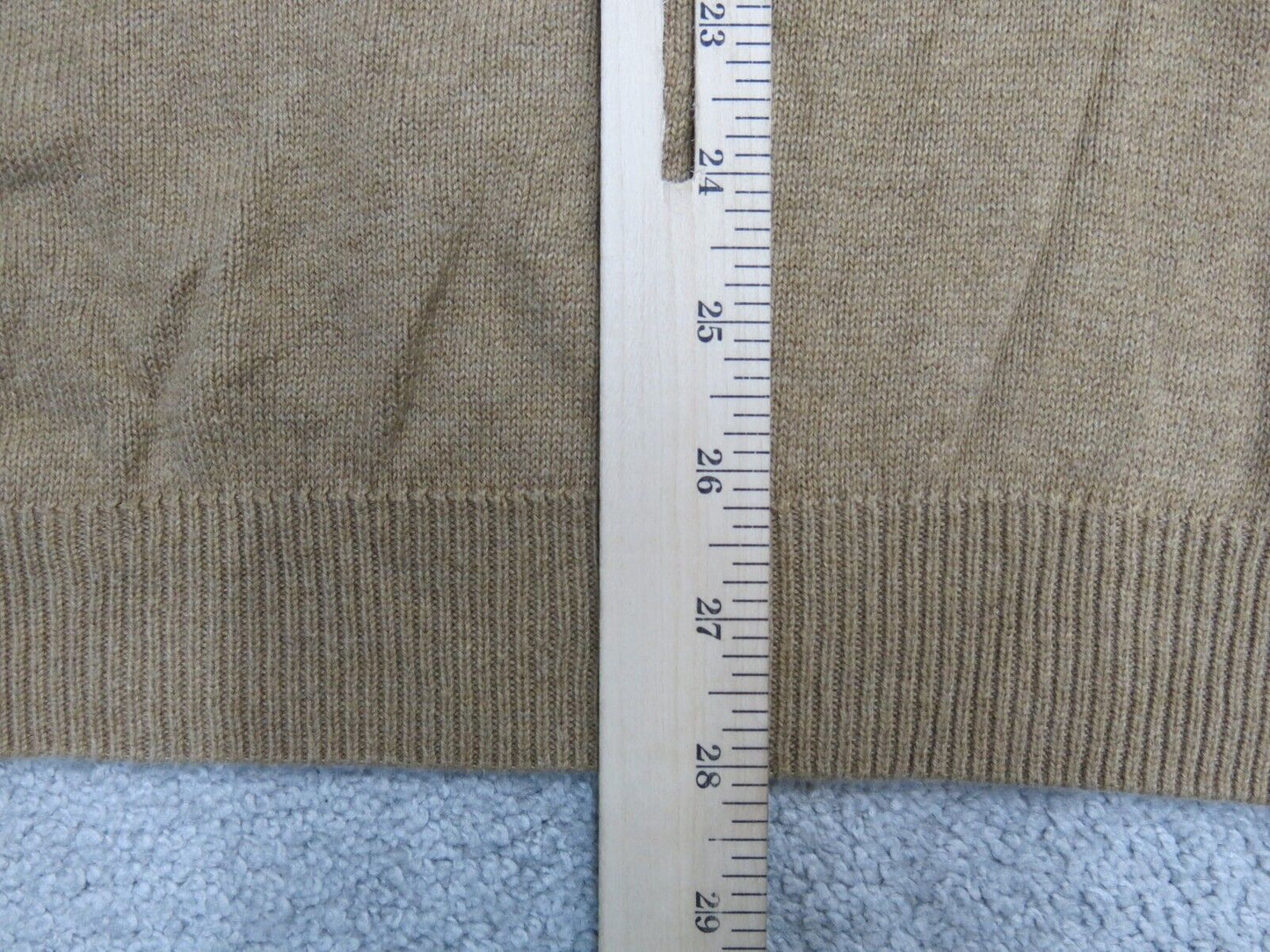 Chaps Mens Sweater Long Sleeve Pullover Crew Neck 100% Cotton Beige Size Large