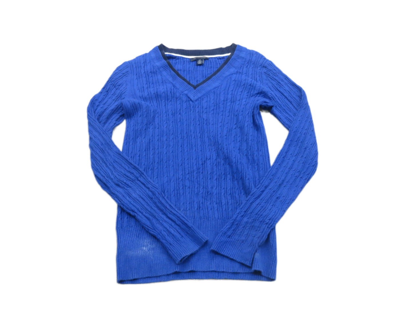Tommy Hilfiger Womens Pullover Sweater Knitted V Neck Long Sleeves Blue SZ S/P