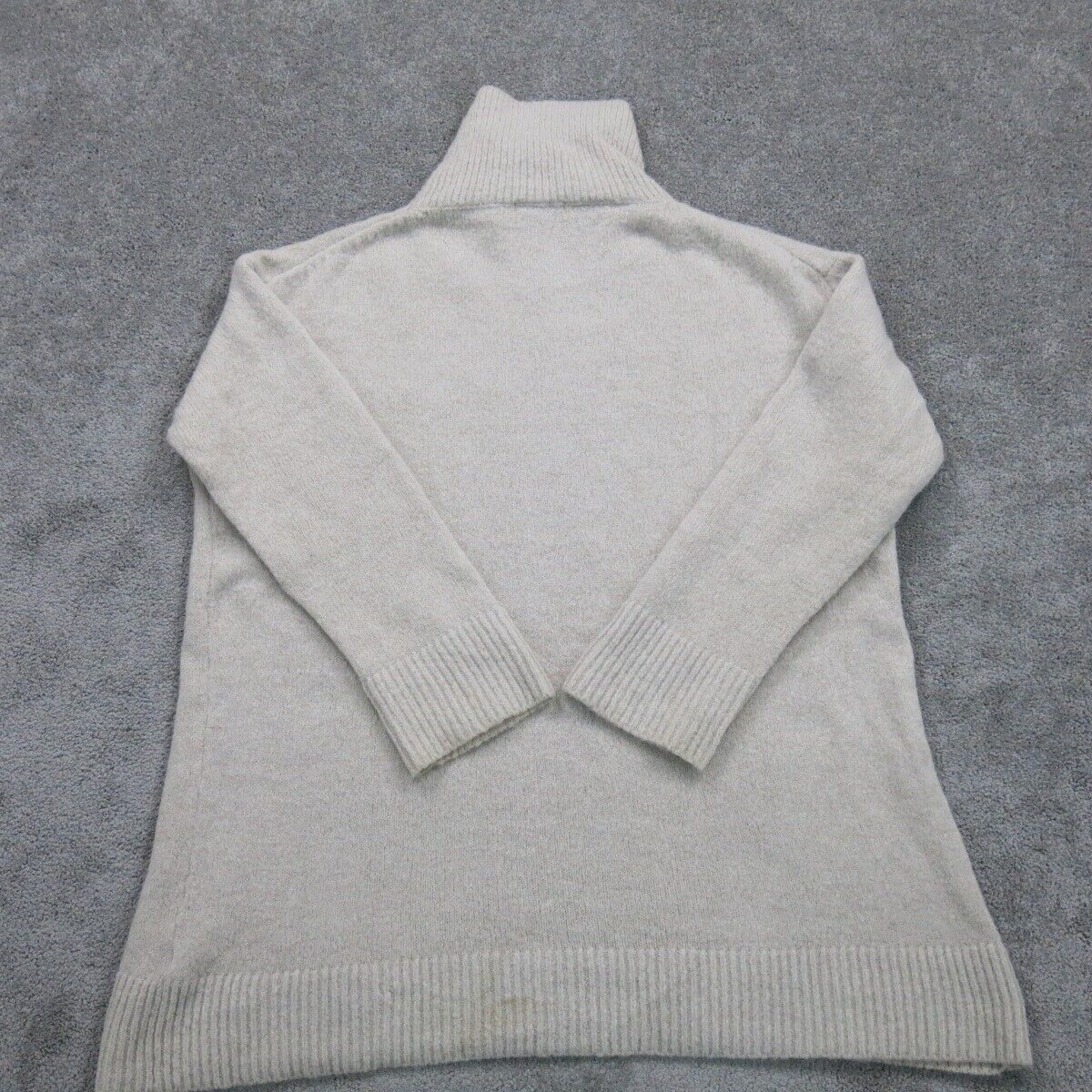 Zara Knit Womens Pullover Sweater Knitted Long Sleeves High Neck White SZ Small