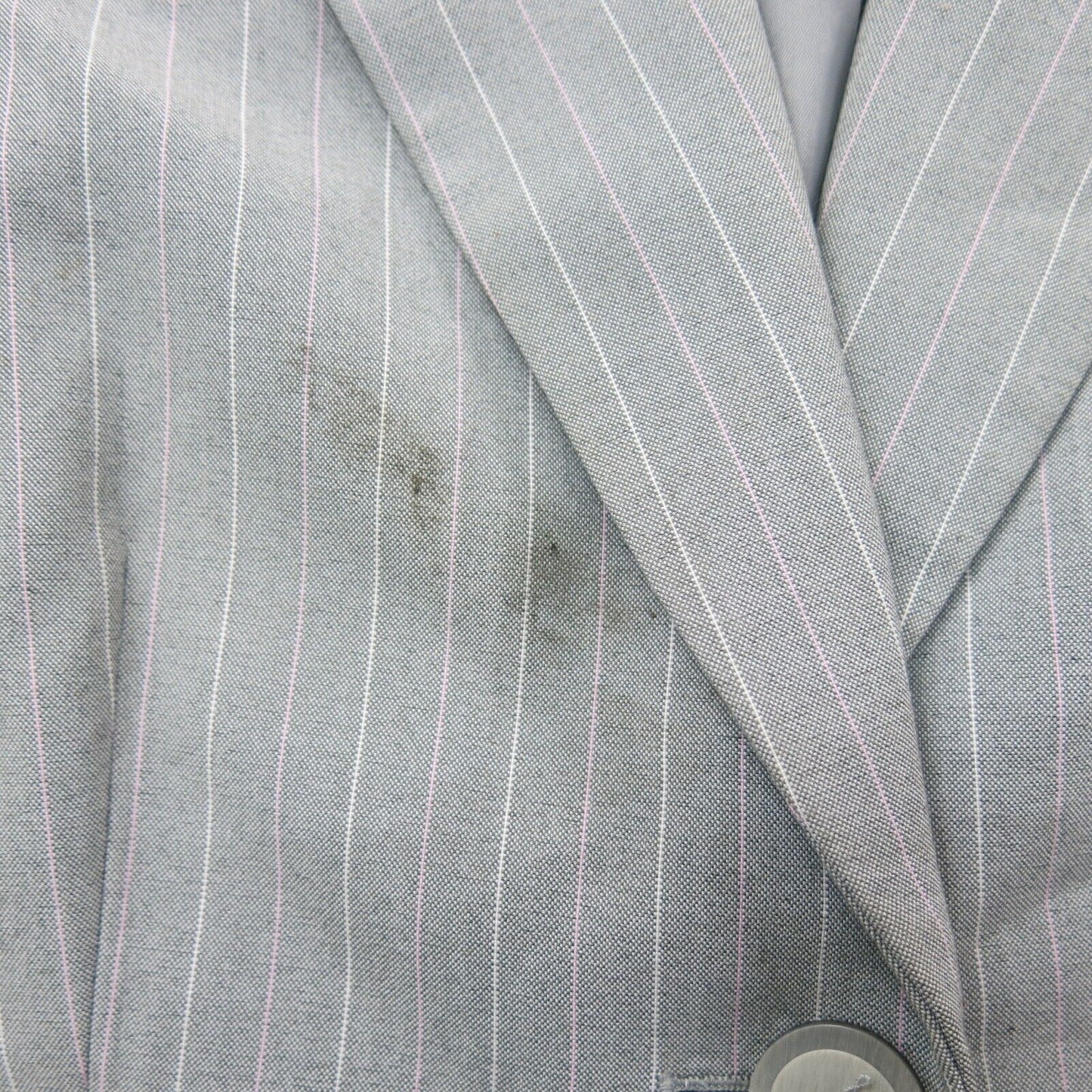 Tahari Womens Blazer Coat Striped Single Breasted Long Sleeves Pocket Gray SZ 4P