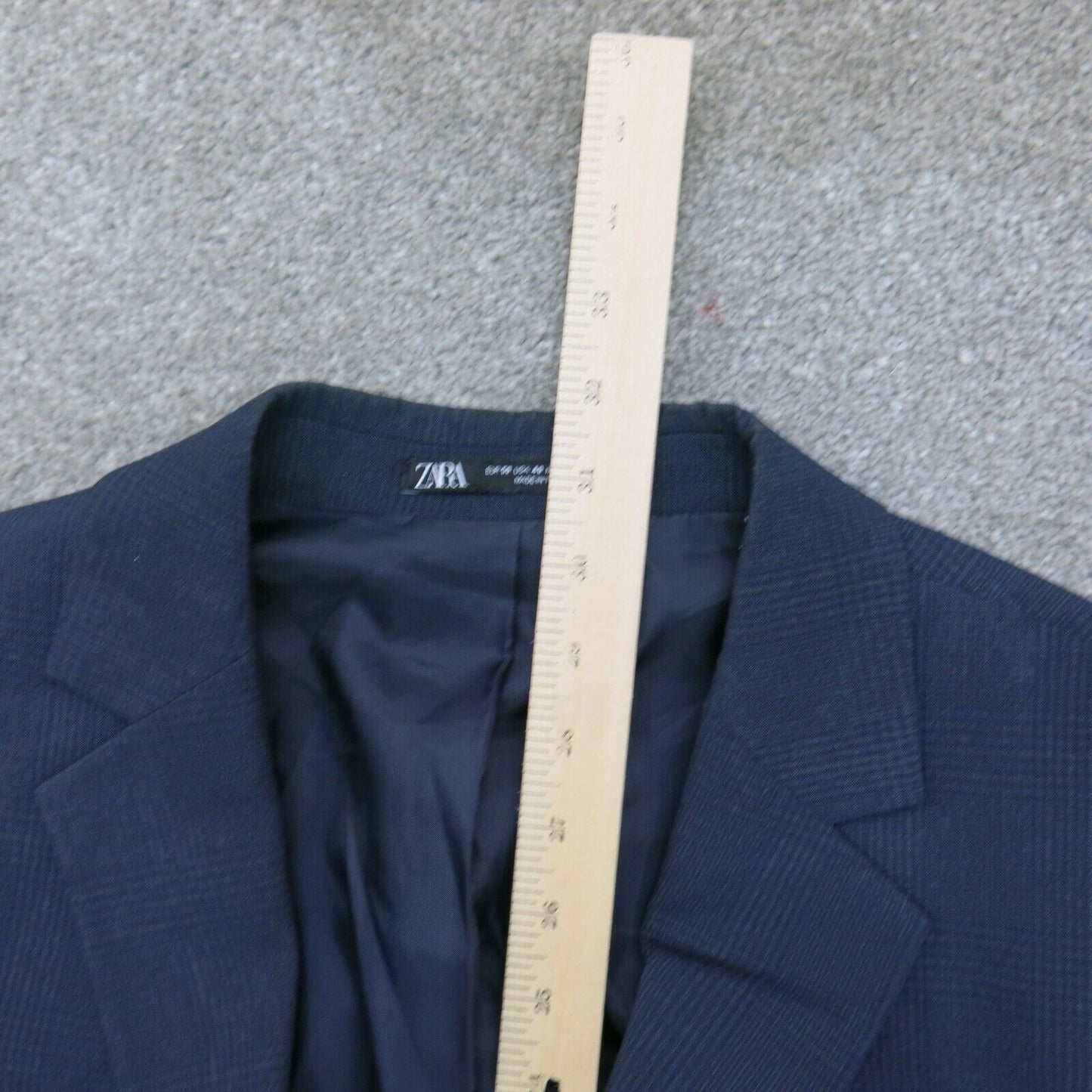 Zara Mens Blazer Coat Single Breasted Long Sleeves Pockets Navy Blue Size 40