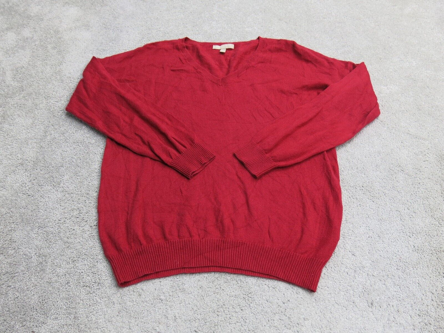 Banana Republic Women Pullover Knitted Sweater V Neck Long Sleeve Red Size M