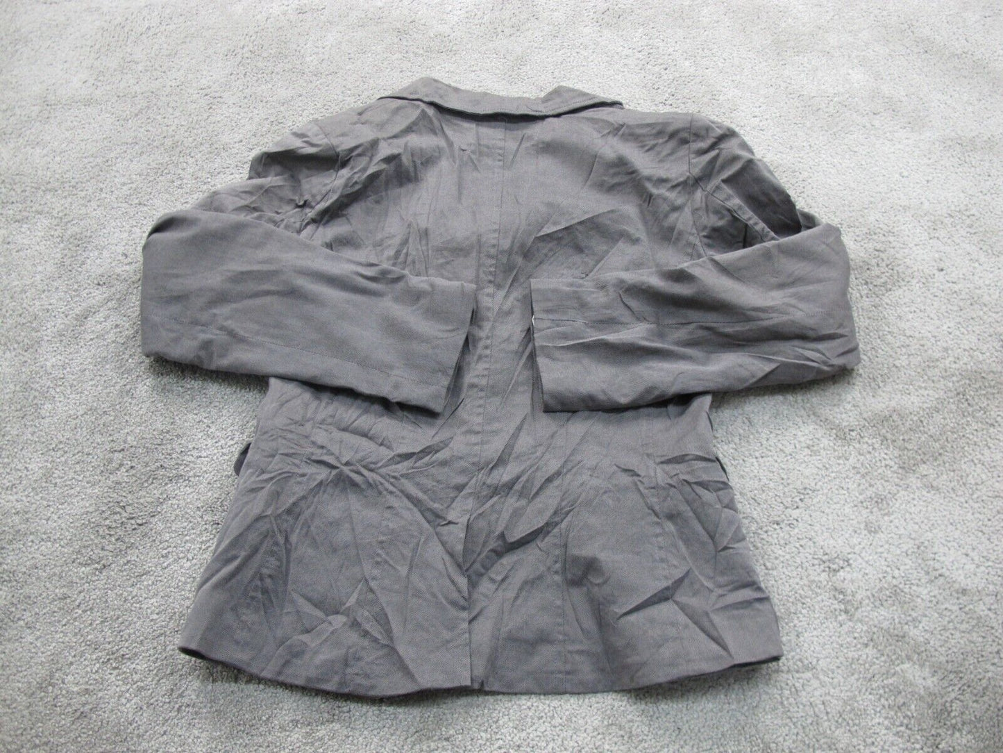 H&M Womens Blazer Coat Single Breasted Striped Long Sleeve Pockets Gray Size 8