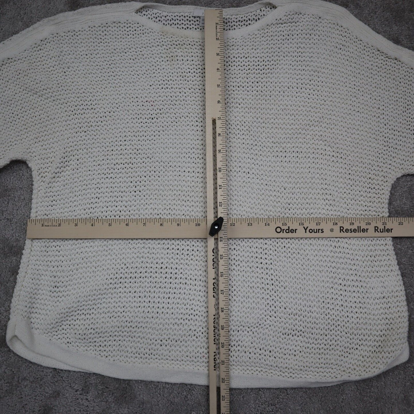 J Jill Women Pullover Knitted Sweater Crew Neck Short Sleeve White Size 1X