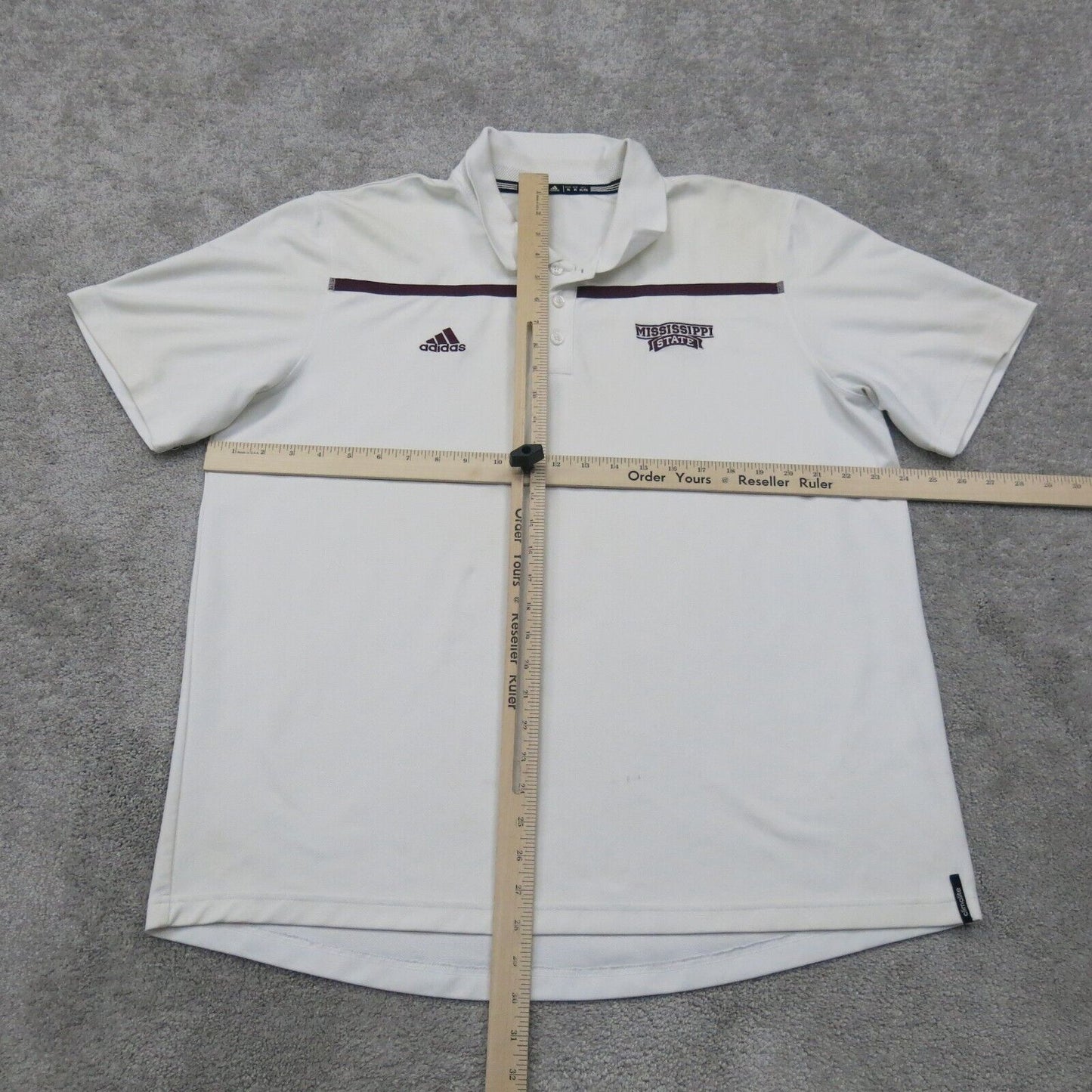 Adidas Mens Polo Shirt Climalite Short Sleeves High Low Front Button White SZ XL