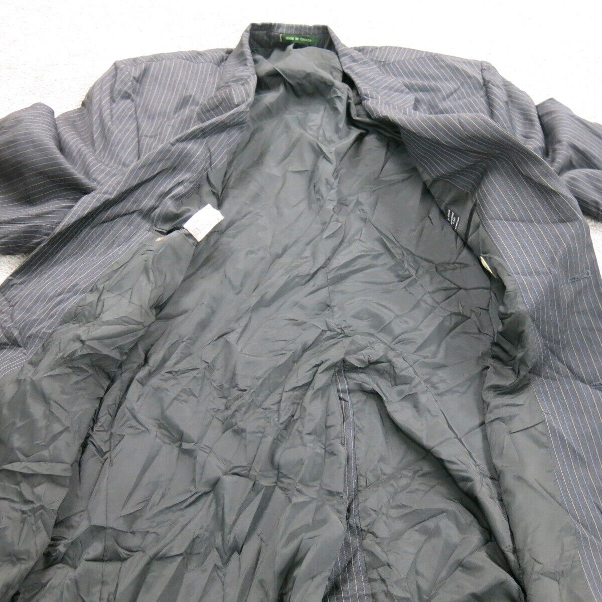 Vintage Mens Blazer Coat Striped Single Breasted Long Sleeve Black Size 50XL