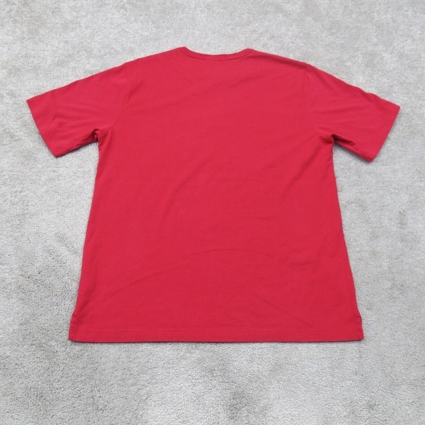 Lands End Mens Henley T Shirt Short Sleeves Solid Red Size Medium