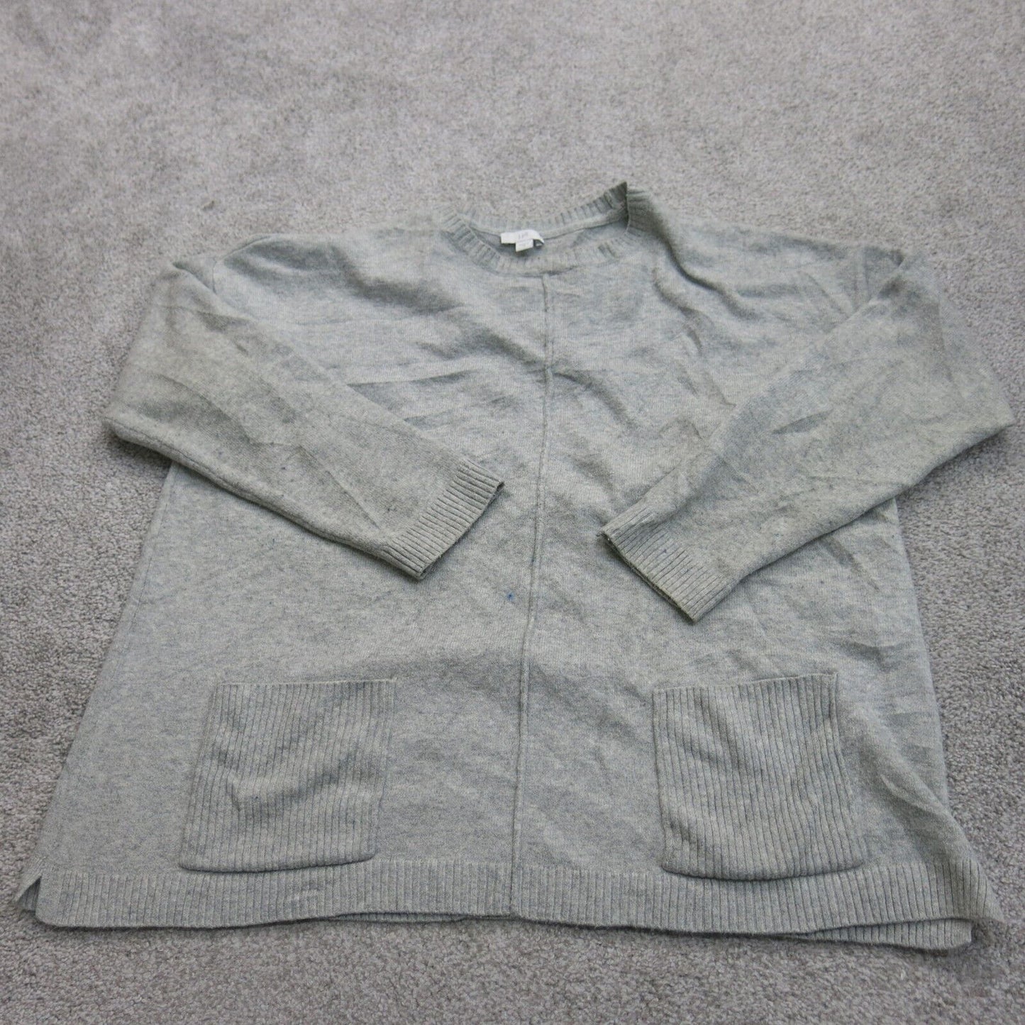 J.Jill Womens Pullover Sweater Crew Neck Pockets Long Sleeves Gray Size Medium