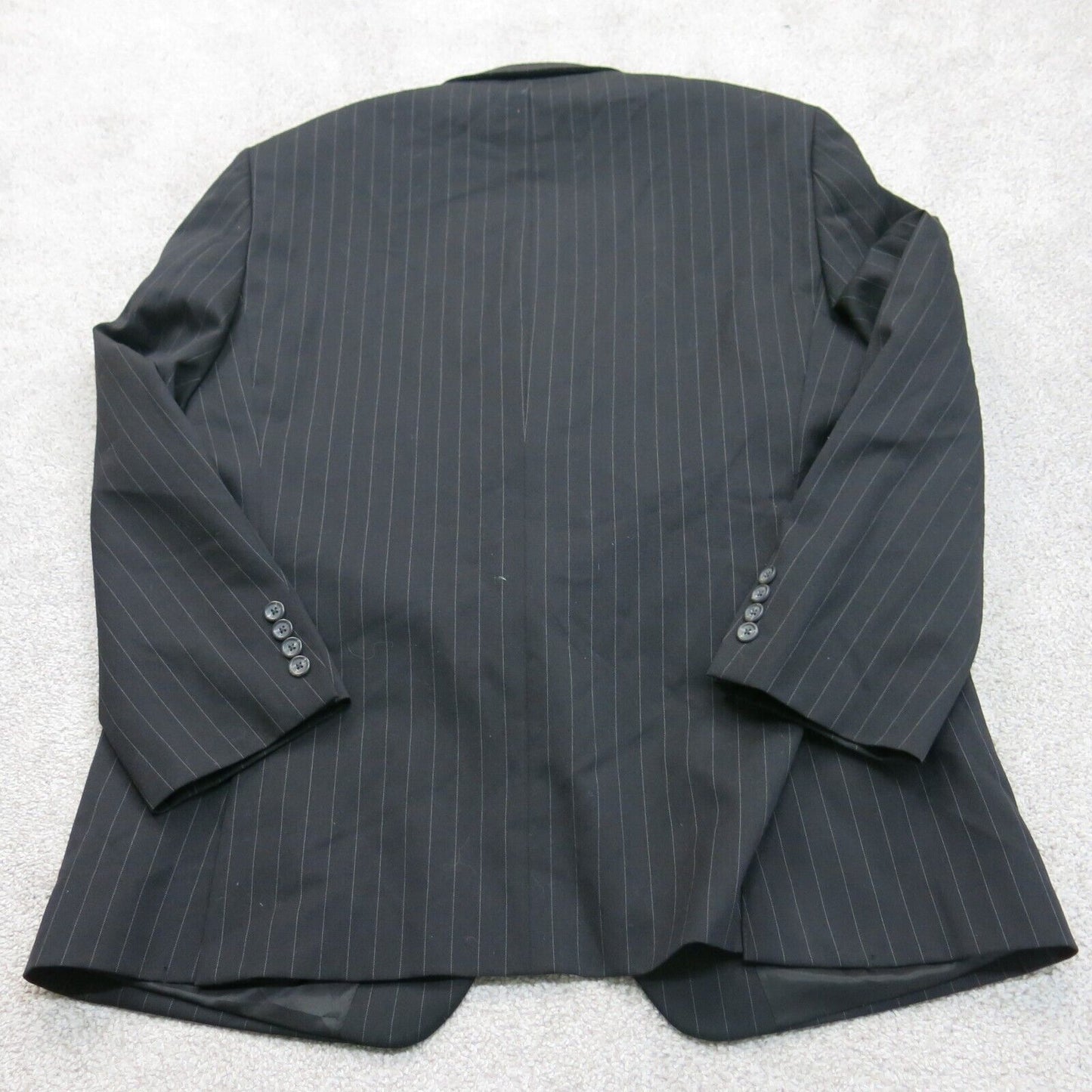 Chaps Mens Blazer Coat Single Breasted Striped 100% Wool Black Size 42 Regular