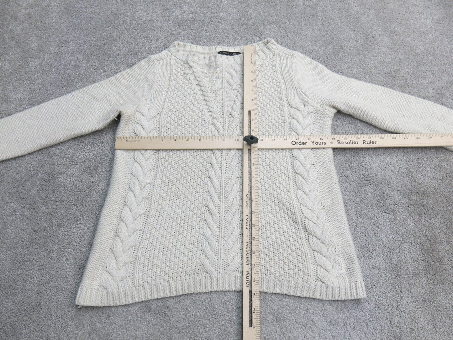 Banana Republic Women Pullover Knitted Sweater Boat Neck Long Sleeve Ivory SZ XS