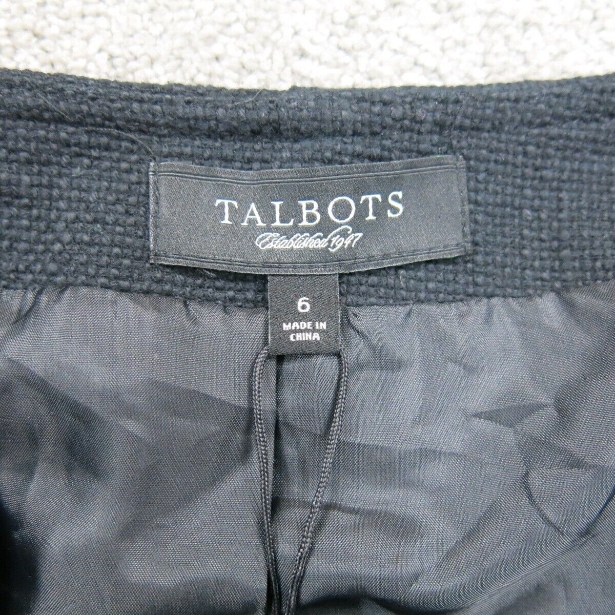 Talbots Womens Scrub Jacket Full Zip Flatteringly Classic Long Sleeve Black SZ 6