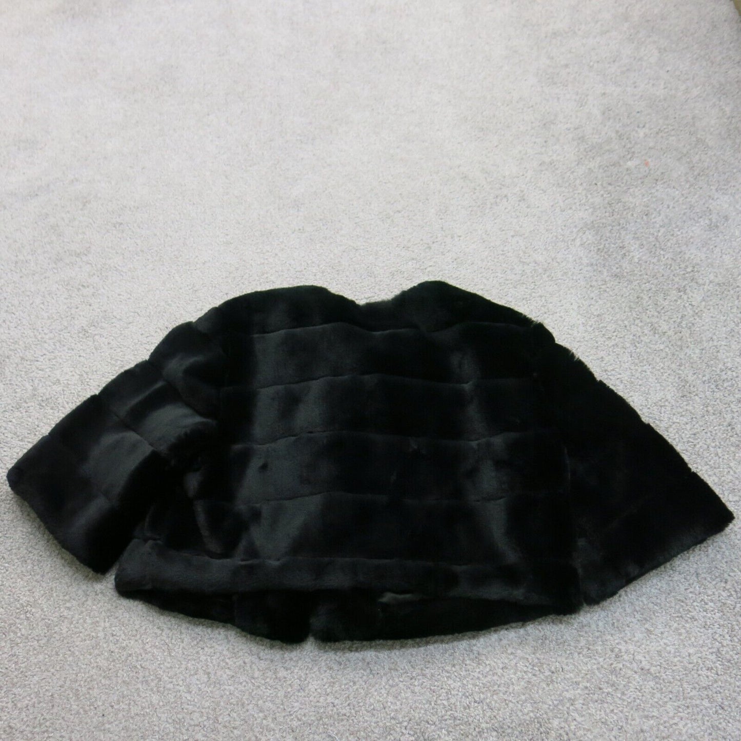 White House Black Market Womens Basic Velvet Coat Long Sleeve Black Size Small