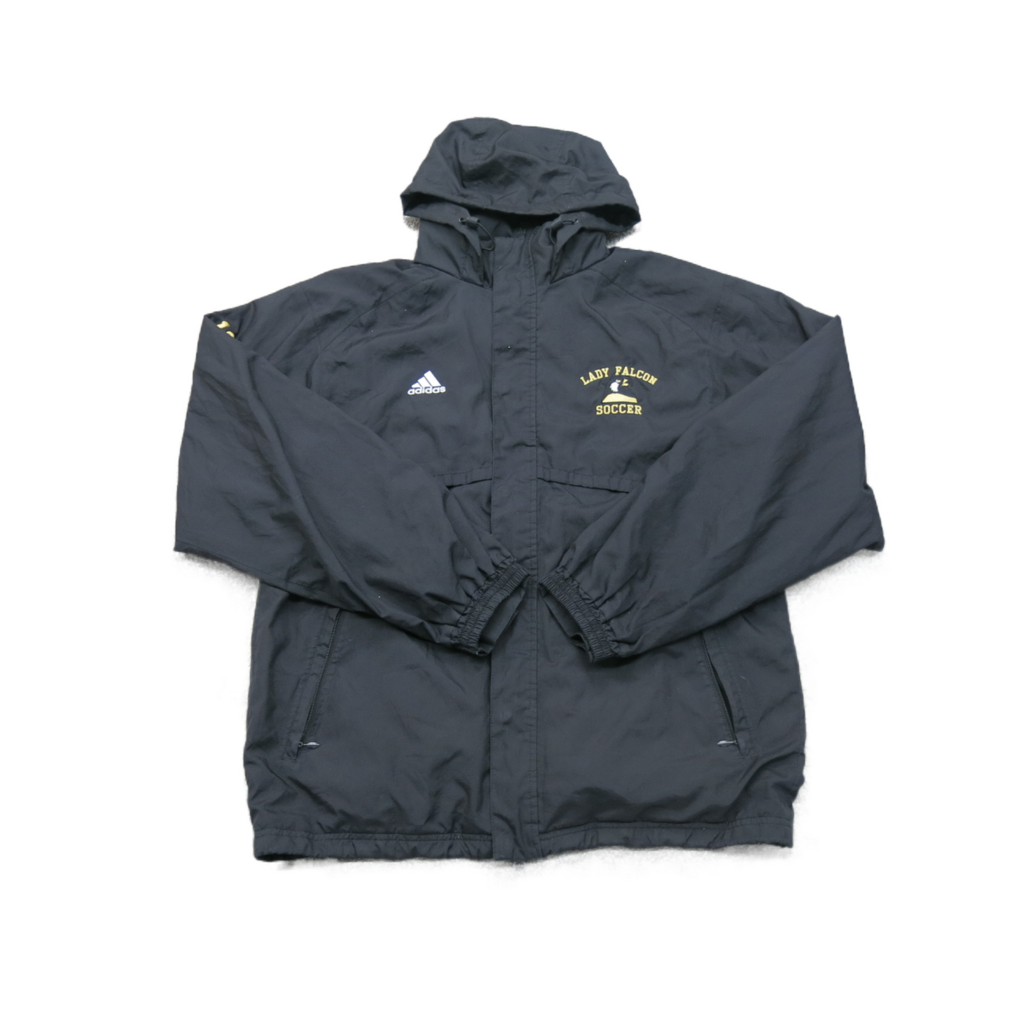 Adidas Mens Full Zip Windbreaker Hooded Coat Jacket Long Sleeves Black SZ Small