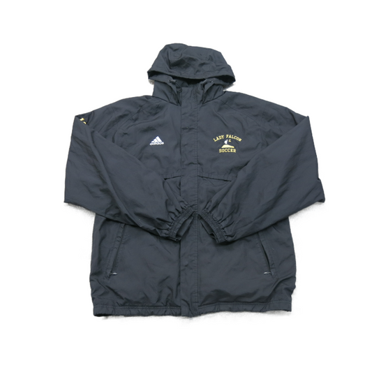 Adidas Mens Full Zip Windbreaker Hooded Coat Jacket Long Sleeves Black SZ Small