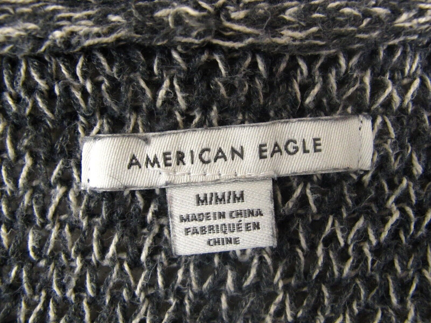 American Eagle Women Cardigan Sweater Knitted Open Front Long Sleeve Black SZ M
