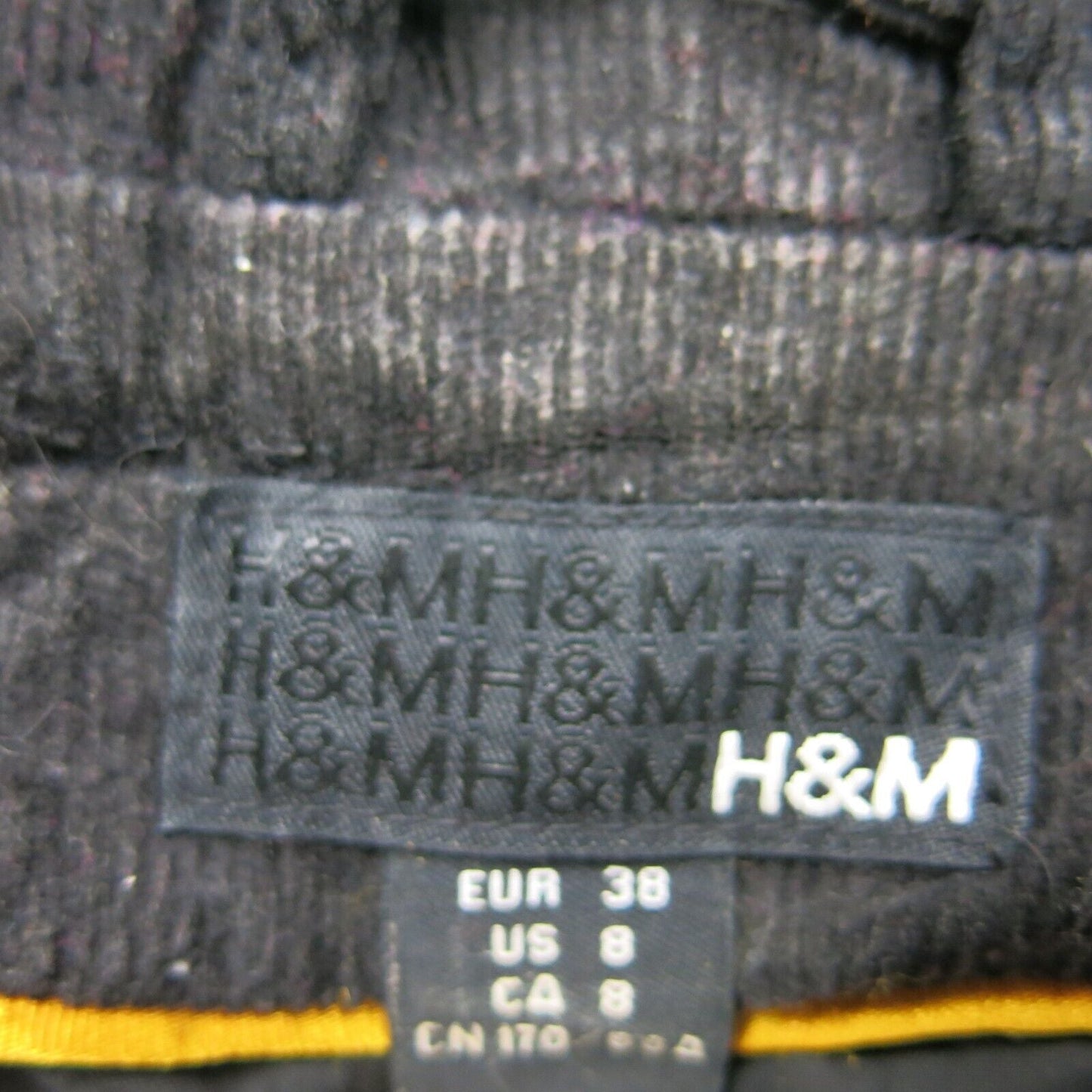 H&M Womens Corduroy Blazer Coat Single Breasted Long Sleeve Pockets Black Size 8