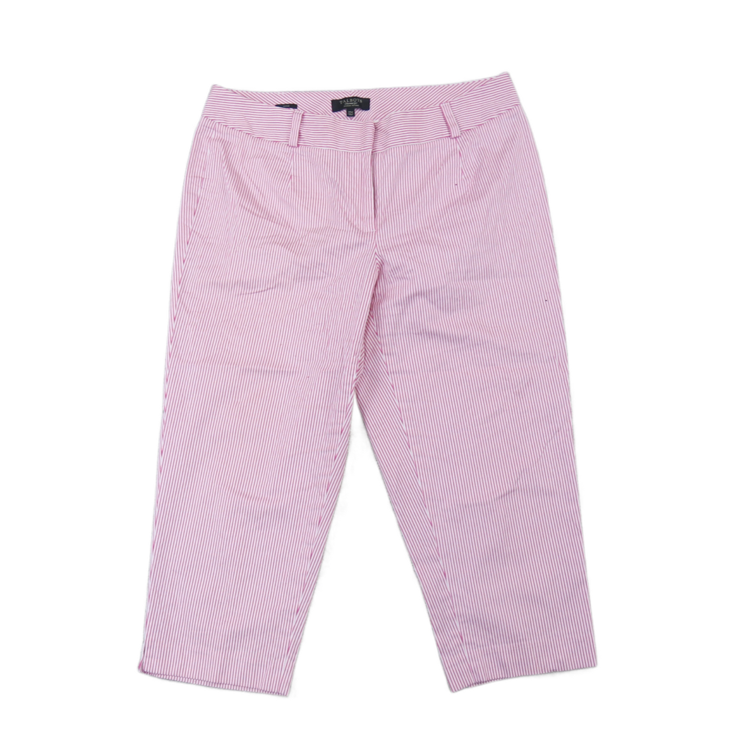 Talbots Womens Pant Cropped Mid Rise Heritage Striped Pink White Size 14